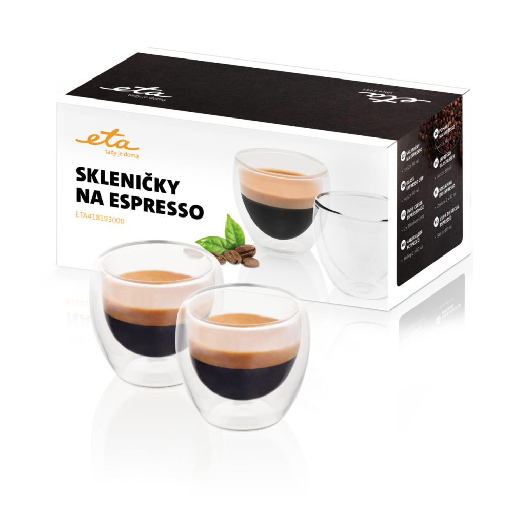 Set 2 pahare pentru espresso ETA 4181 93000, 80 ml, pereti dubli din sticla borosilicata [3]