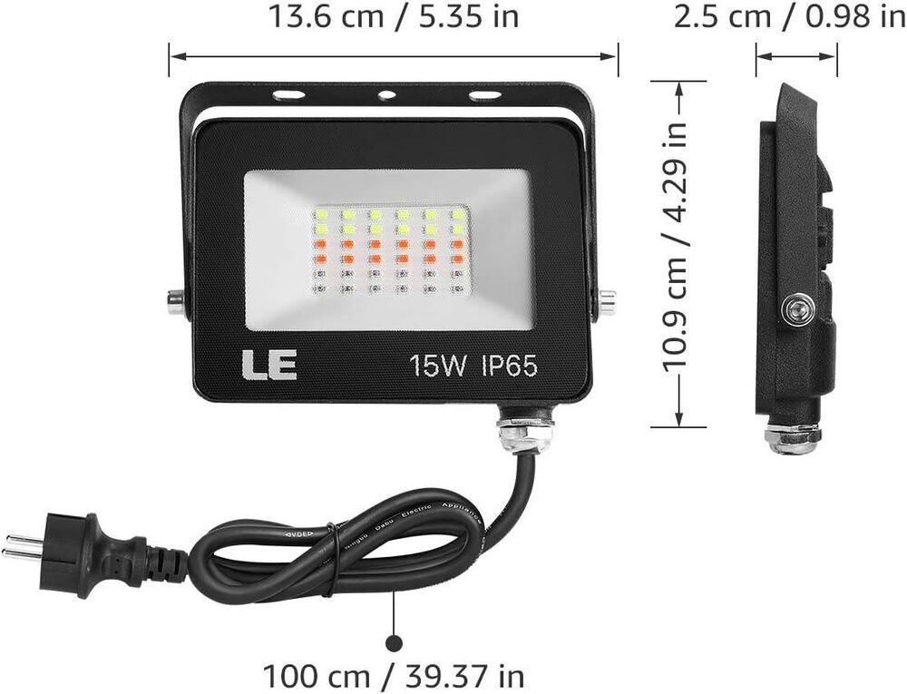 Set 2 proiectoare de podea LED RGB Lepro, Telecomanda , 15W, IP65 waterproof [7]