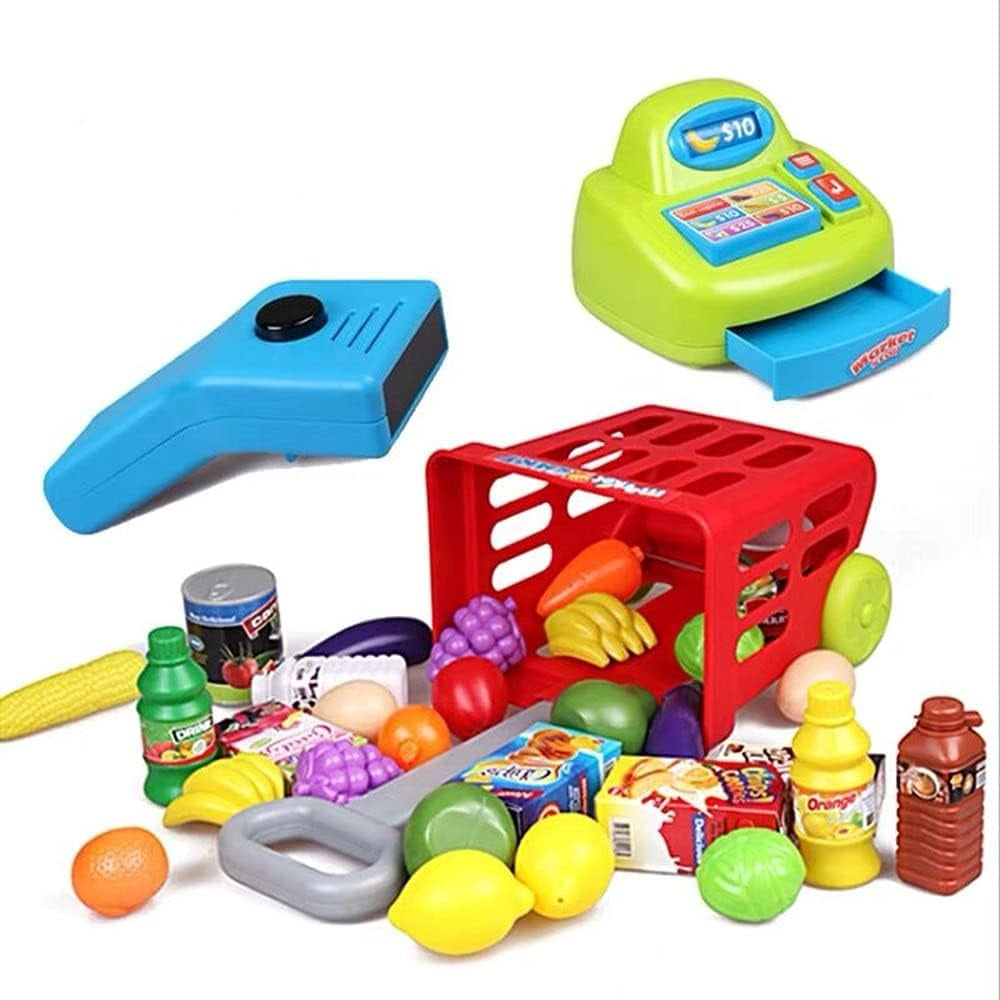 Set de Cumparaturi Tip Supermarket Rovo 85 pentru Copii, Jucarie Interactiva, Scanner, Casa de marcat, Cos de cumparaturi, Lumini, Sunete, Inaltime 80 cm [7]