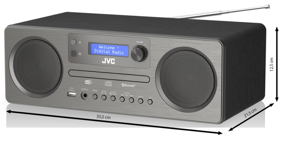 Sistem audio JVC ALL-IN-ONE RD-E861B-DAB, Tuner Digital Dab+/FM, 10 W RMS, Unitate CD, USB, Bluetooth 5.0, negru/gri [3]