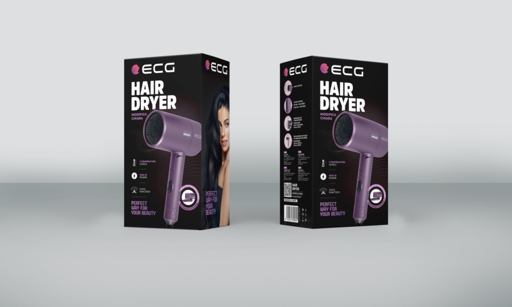 Uscator de par cu ionizare ECG Modifica Chiara, 1600 W, 2 niveluri de temperatura, concentrator, violet [3]