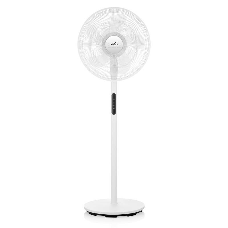 Ventilator cu picior ETA Breezo 460790000, design de lux, 60 W, 45 cm, 4 viteze, 5 palete, oscilatie, temporizator, LED, telecomanda, alb [2]