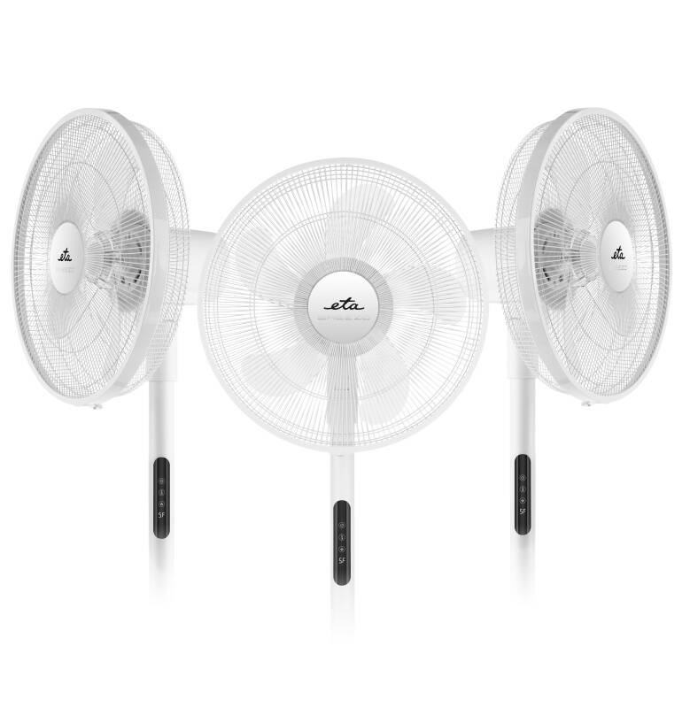 Ventilator cu picior ETA Breezo 460790000, design de lux, 60 W, 45 cm, 4 viteze, 5 palete, oscilatie, temporizator, LED, telecomanda, alb [9]