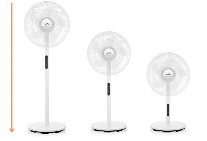 Ventilator cu picior ETA Breezo 460790000, design de lux, 60 W, 45 cm, 4 viteze, 5 palete, oscilatie, temporizator, LED, telecomanda, alb [11]