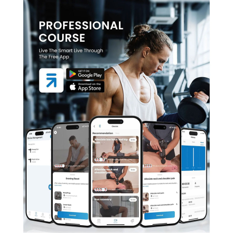 Aparat de masaj Gun Renpho Thermacool Power+, Incalzire si racire, 6 capete, 5 viteze, Control din telefon Bluetooth [6]