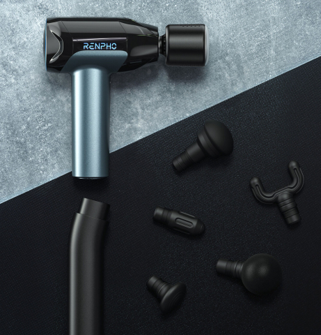 Aparat de masaj Profesional Gun Renpho Reach 2, Incalzire si racire, 6 capete, 5 viteze, Control touch temperatura, brat de extensie, geanta [3]