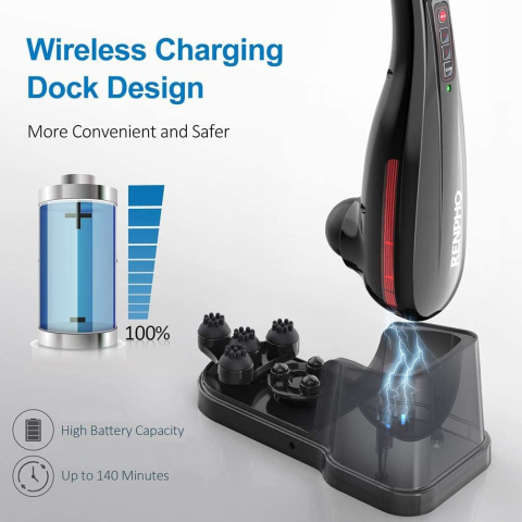 Aparat de masaj Renpho EM2018C, Spate, Gat, Sold, Picioare, Talpi, 4 moduri 5 viteze, 5 capete [2]