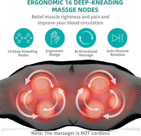 Aparat de masaj umeri, Nekteck A01-NK03, pentru spate, umeri, gat, masaj Shiatsu, incalzire [1]