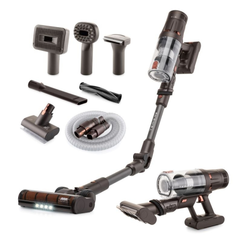 Aspiratoare - Aspirator vertical 3 in 1 ETA Terier 5247 90000, motor digital 500 W, baterie Li-Ion 25,2 V, afisaj OLED, maro