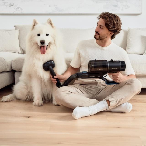 Aspiratoare - Aspirator vertical 4 in 1 Cecotec Conga Rockstar 6500 Century ErgoWet Animal, 630W, 37V Li-Ion, 30 kPa, Mop, Autonomie 100min, accesorii incluse