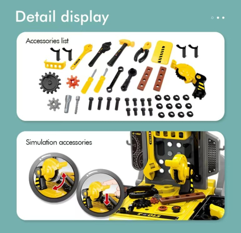 Banc de lucru jucarie Rovo 928, cu unelte si accesorii, 45 piese [3]