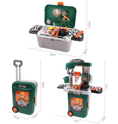 Banc de lucru jucarie Rovo 952, cu unelte si accesorii, 35 piese [1]