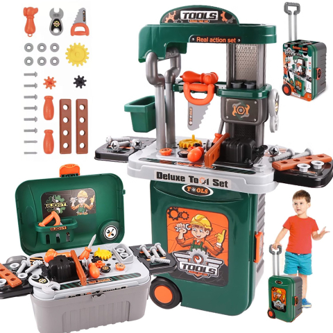 Jucarii copii - Banc de lucru jucarie Rovo 952, cu unelte si accesorii, 35 piese