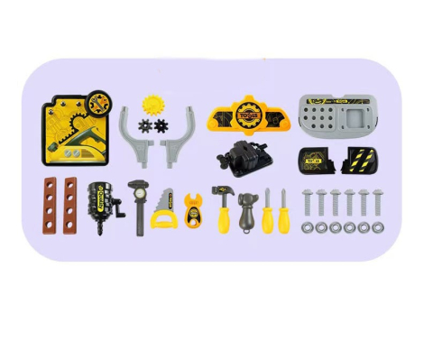 Banc de lucru jucarie Rovo 982, cu unelte si accesorii, 33 piese [3]