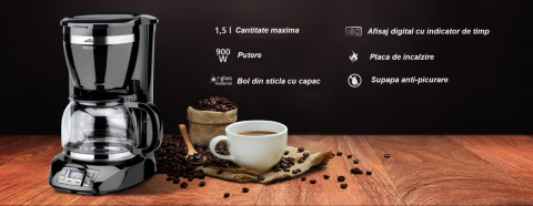 Cafetiera ETA Inesto 3174 , 900 W, 1.5 L, afisaj digital, vas din sticla [1]