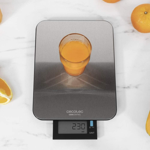 Cantare - Cantar de bucatarie Cecotec Smart Cook Control 9000, Inox, 10kg, rezistent la apa, masurare solide si lichide