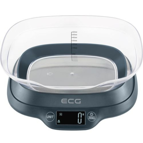 Cantare - Cantar de bucatarie ECG KV 1120 SM, 5 Kg, functie TARA, precizie 1 g, bol gradat 1.2 L, Gri