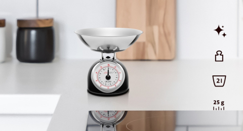 Cantar mecanic de bucatarie ETA Storio 5777 NEGRU, 5 kg, precizie 25g, vas 5 L din otel inoxidabil [2]