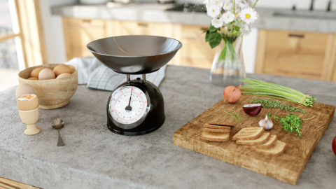 Cantare - Cantar mecanic de bucatarie ETA Storio 5777 NEGRU, 5 kg, precizie 25g, vas 5 L din otel inoxidabil