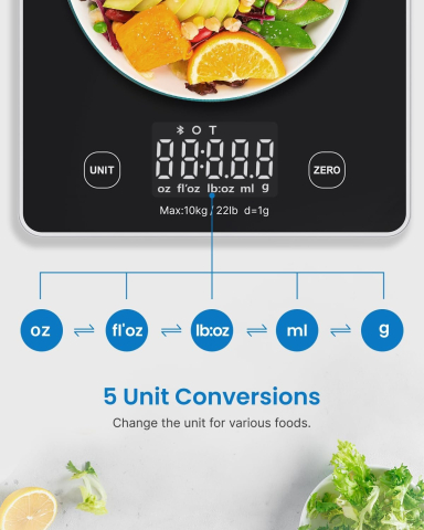 Cantar SMART Digital Nutritional de Bucatarie RENPHO R-T001 - Bluetooth, Calorii, Dieta si Fitness, compatibil Apple Health, Fitbit, Samsung Health [5]