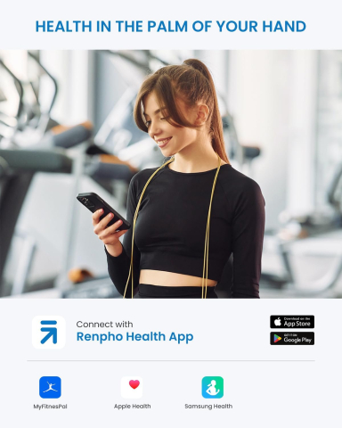 Cantar SMART Digital RENPHO R-A020 - Body Composition, Alimentare Solara, Greutate, Grasime Corporala, Muschi, Oase, Bluetooth, Apple Health, Fitbit, Samsung Health [4]