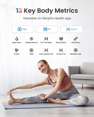 Cantar smart RENPHO R-A017 - Bluetooth, 13 masuratori corporale, LED display si lumini ambientale, cantar inteligent pentru corp 180 kg [3]