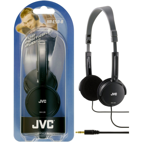 Electronice - Casti audio JVC HA-L50-BE, Cu fir, On-ear, design elegant, negru