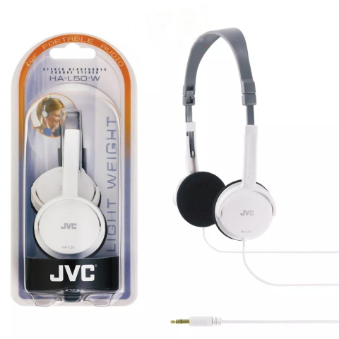 Electronice - Casti audio JVC HA-L50-WE, Cu fir, On-ear, design elegant, alb
