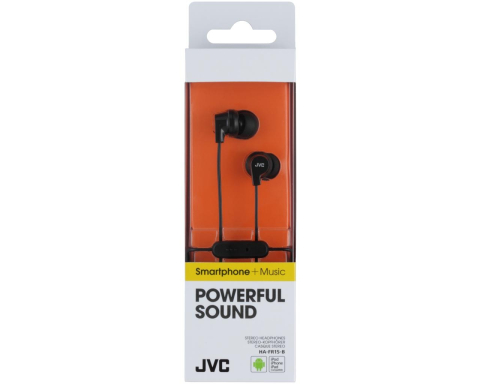 Casti audio - Casti JVC HA-FR15-B-EF, Cu fir, In-Ear, Microfon, mufa in L compatibila cu iPhone, Negru