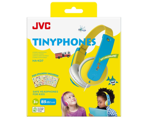Casti audio - Casti JVC pentru copii HA-KD7-YNE, Over-ear, galben-albastru