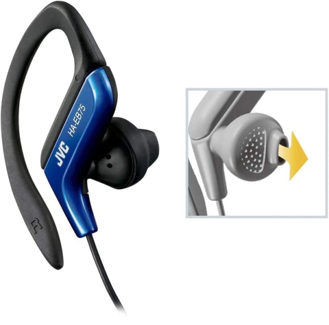Casti audio - Casti sport JVC HA-EB75, Cu Fir, In-Ear, Confort si Stabilitate la Miscare, Albastru