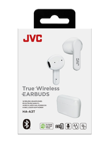 Casti audio - Casti True Wireless JVC HA-A3T-W-U, In Ear, Bluetooth, Microfon, Autonomie 22 ore, Alb