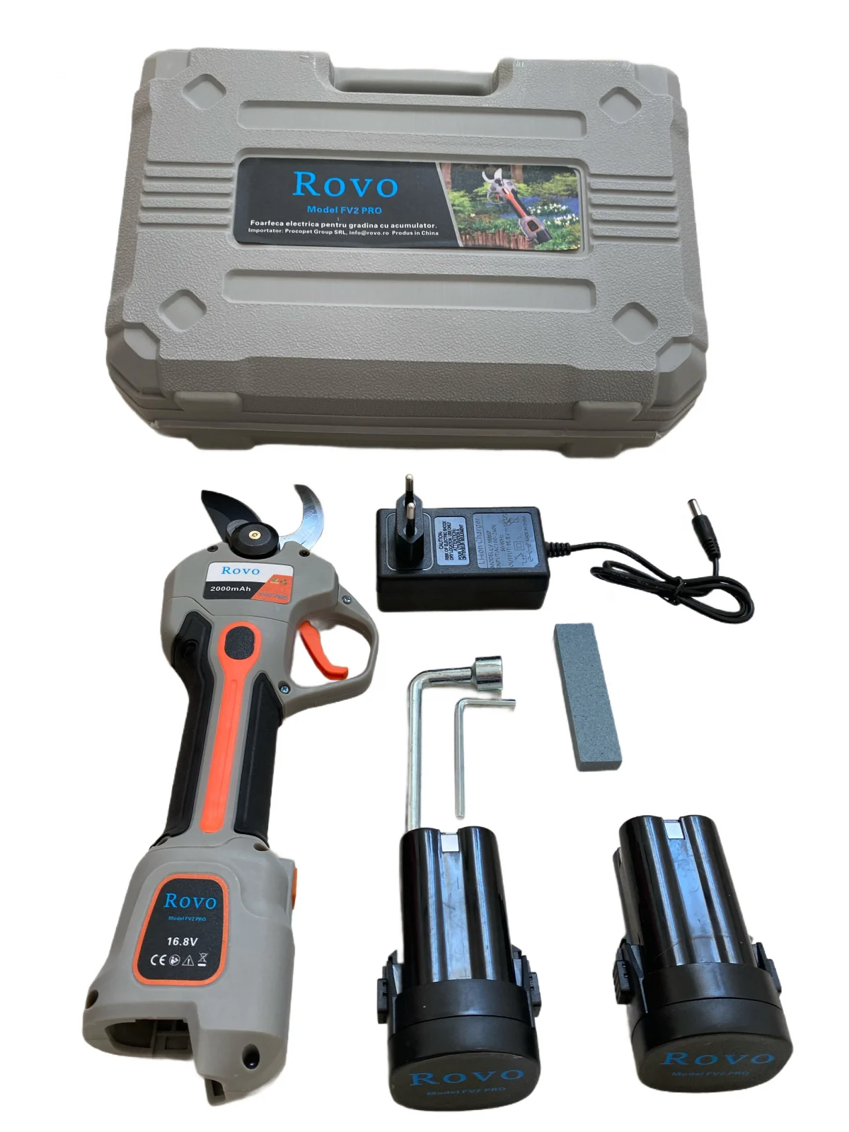 Foarfeca electrica pentru gradina Rovo FV2 PRO, motor brushless, 2 acumulatori 2000mAh, diametru 30mm, valiza de transport [2]