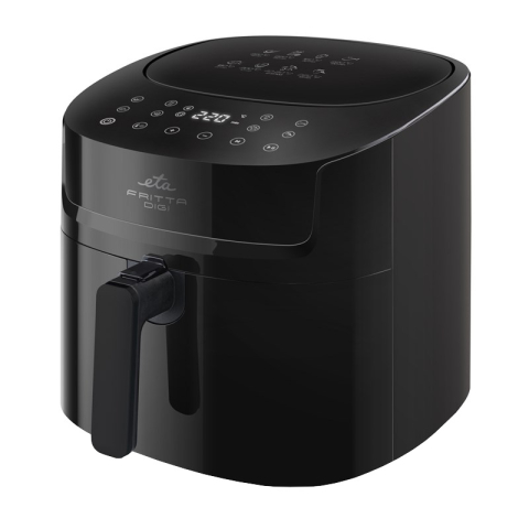 Friteuze - Friteuza cu aer cald ETA Fritta Digi 3168 90000, 1800 W, 7.2 litri, 40-220 °C, 8 programe, control tactil, negru