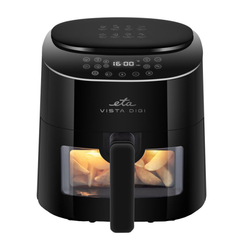 Friteuze - Friteuza cu aer cald ETA Vista Digi 1168 90000, 1300W, 4.3 litri, 8 programe, 40-220 °C, negru