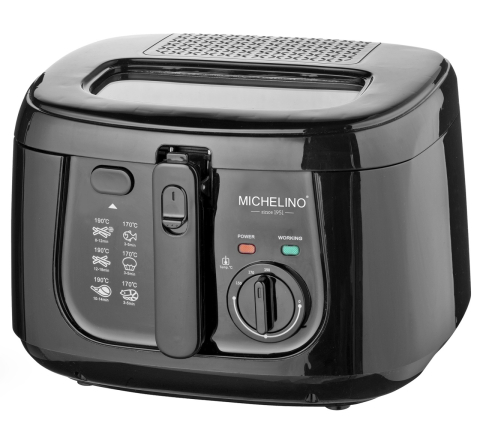 Friteuze - Friteuza cu ulei MICHELINO 74293, 2.5 litri, 1800 W, termostat cu reglare continua 150-190°, negru