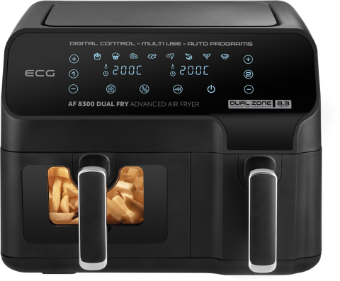 Friteuza dubla cu aer cald ECG AF 8300 Dual Fry, 5.2 + 3.1 litri, 2700 W, 8 programe, control temperatura 80-200°C [2]