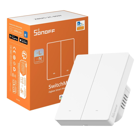 Intrerupator inteligent Sonoff ZBM5-2C-80W ,Zigbee, 2 canale, 10A [1]