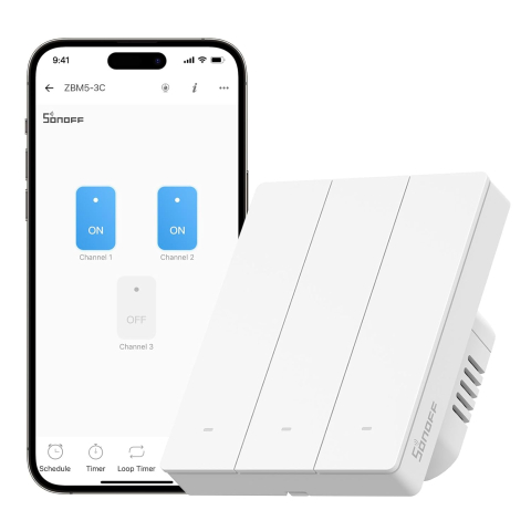 Smart Home - Intrerupator inteligent Sonoff ZBM5-3C-80W, Zigbee, 3 canale, 10A