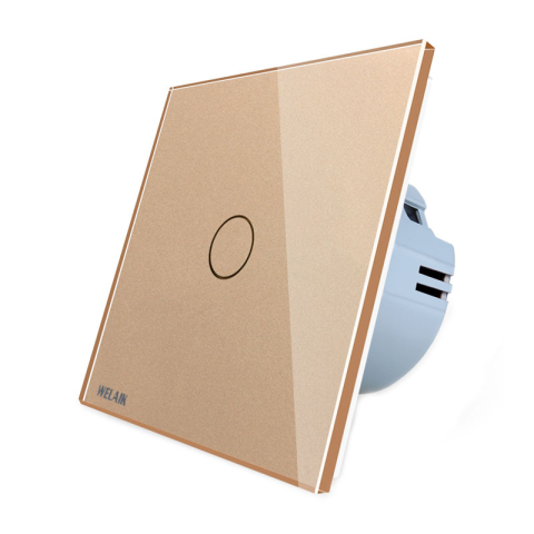 Intrerupatoare - Intrerupator simplu cu touch Welaik panou din sticla, Gold