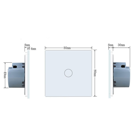 Intrerupator simplu cu touch Welaik panou din sticla, Gri [2]
