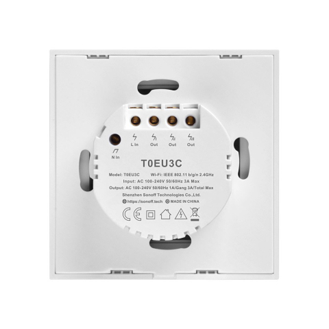 Intrerupator Smart  cu Touch Wifi + RF 433 Sonoff T1 EU TX, (3 canale) [1]