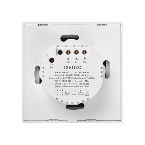 Intrerupator Smart  cu Touch WiFi + RF 433 Sonoff T2 EU TX, (2 canale) [3]