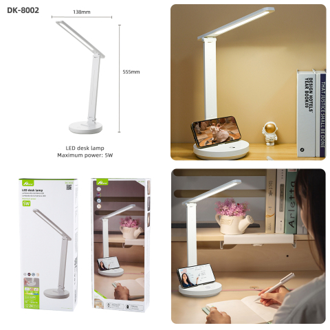 Lampa de birou LED Home DK-8002, Acumulator 800mAh, Control touch, 3 moduri, Incarcare USB, 5W [4]