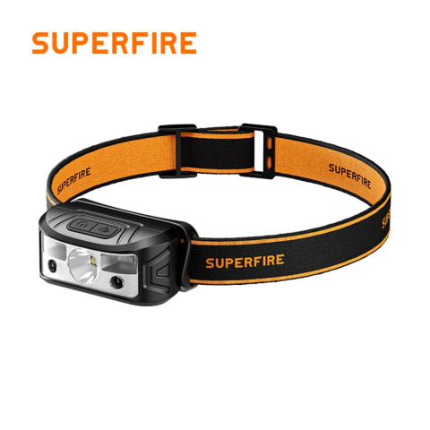 Casa, Gradina si Bricolaj - Lanterna LED pentru cap Superfire HL05-K, 120lm, 100m, 500mAh, Lumina rosie, control miscare