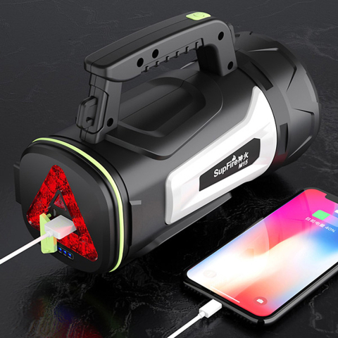 Lanterna LED Superfire M15, USB, 550lm, 400m, PowerBank, incarcare USB, 6000mAh, lumina rosie [6]