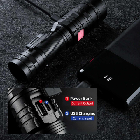 Lanterna LED Superfire V8-S, 2000lm, 300M, 5200mAh, Zoom, incarcare USB-C, 36W [1]