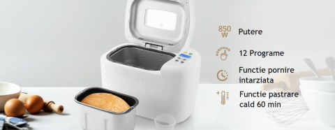 Masina de facut paine ETA 2149 Harmony II, 850W, 12 programe, capacitate 1,5 kg, alb [1]
