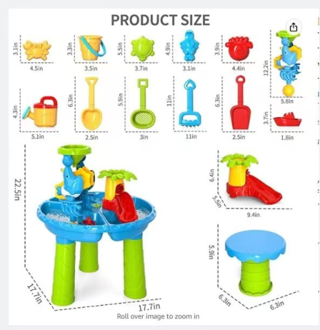 Masuta de joaca Rovo J9125 pentru apa si nisip, accesorii incluse [3]