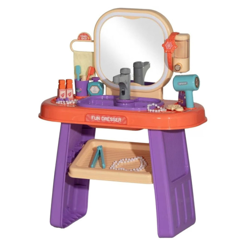 Masuta de Machiaj jucarie Rovo 959, Oglinda cu Lumini LED si Muzica, Robinet cu senzor, Dispenser Sapun, 23 piese [1]